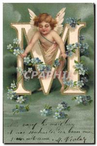 Old Postcard Fantasy Angel Letters Letter M