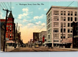 Postcard Washington Street in Green Bay, Wisconsin