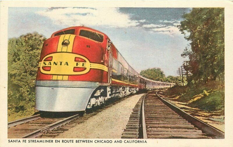 California Chicago 1940s Steamliner Railroad Santa Fe Postcard Train 6033