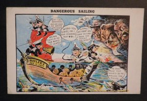 Mint Postcard Germany WWII Dangerous Sailing Comic Ship of State