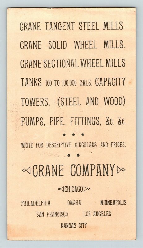 Wind Mill The Crane Tangent Wheel Steel Mill Girl Cows Farm Victorian Trade Card