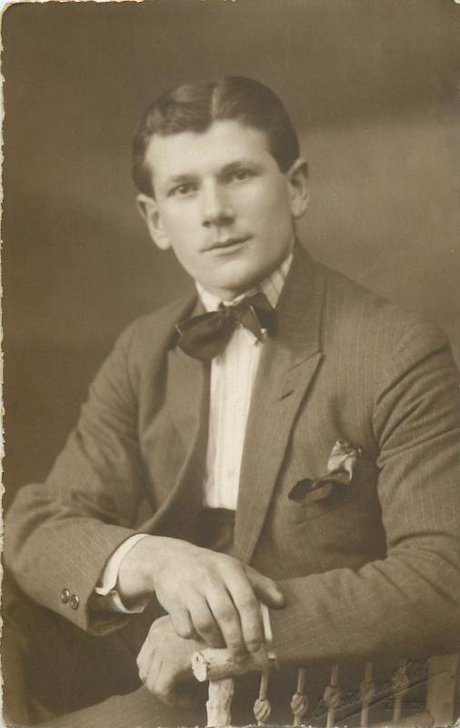 Portrait of a young man Switzerland Zurich atelier studio photo postcard