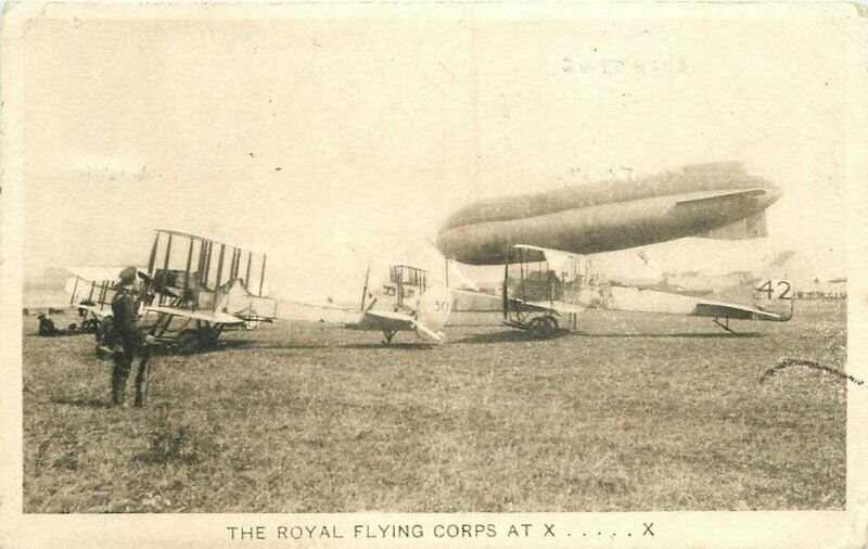 1914 Royal Flying Corps WW1 Military Airship Balloon Aircraft UK Postcard