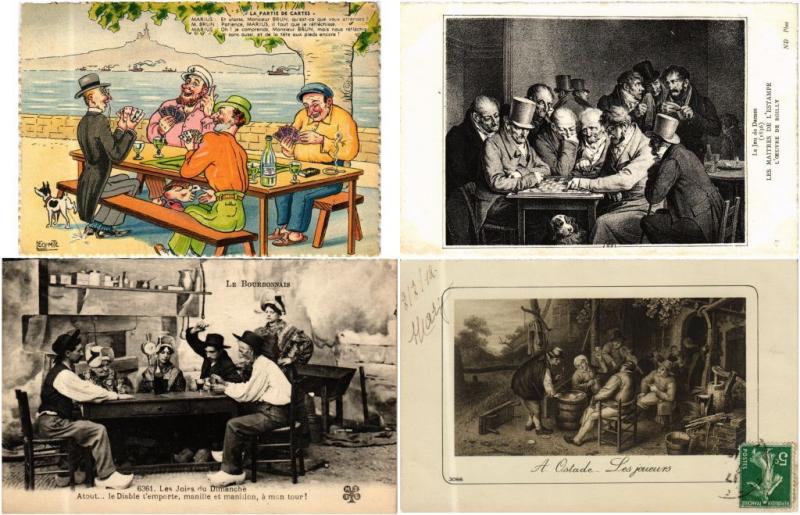 PLAYING CARDS, JEUX CARTES GAMES 28 CPA Vintage postcards pre-1940
