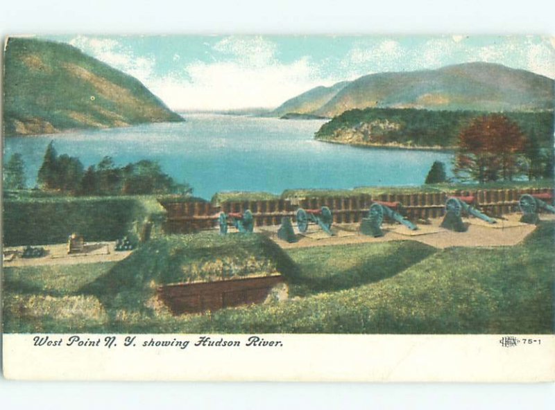 Divided-back RIVER SCENE West Point - Near Newburgh & Peekskill NY AE6524