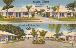 Boyles Motel US Route 41 Bradenton Florida 1953 linen postcard