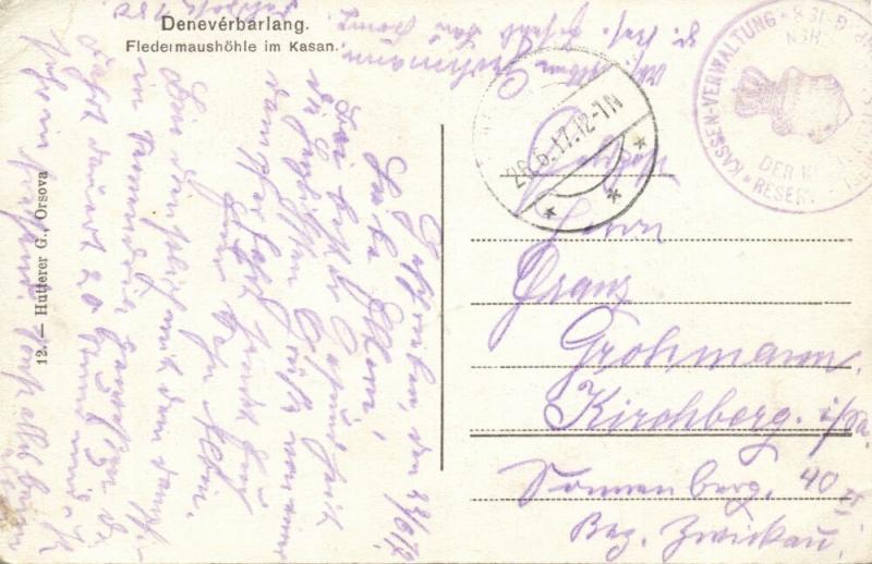 romania, Denevérek Barlangj, Bat Cave in Kazan (1917) Postcard