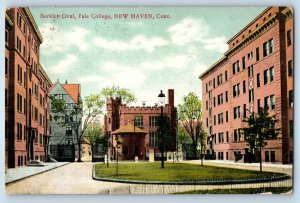 1909 New Haven Connecticut CT Postcard Berkley Oval Yale College Building Field