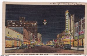 AMARILLO, Texas, 1930-40s; Polk Street Looking North from Ninth at night, Bes...