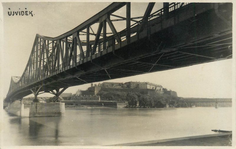 Serbia Ujvidék Novi Sad bridge real photo postcard