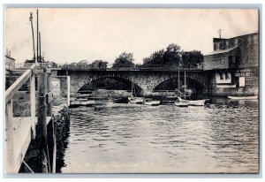 Pawtuxet Rhode Island Postcard The Bridge Boats Under Scene c1905's  Antique