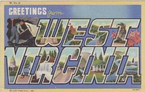 West Virginia Greeting From Large Letter Linen