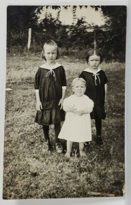 RPPC Children Matching Combed Parted Hair Cute Baby Real Photo Postcard R2