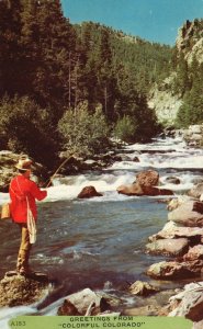 Vintage Postcard 1954 Greetings From Colorful Colorado Fishing On The Lake