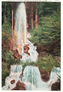 Vintage Postcard 1920's Crystal Water Falls Shasta Springs California CA
