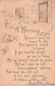 1911 L.F. Pease Moving Day Brockton MA Postcard
