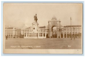 c1920's Praca Do Commercio Lisbon Portugal RPPC Photo Unposted Vintage Postcard 