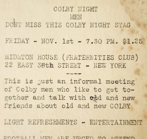 Colby Stag Night Invitation New York 1935 Fraternity Postcard Posted PCBG7D