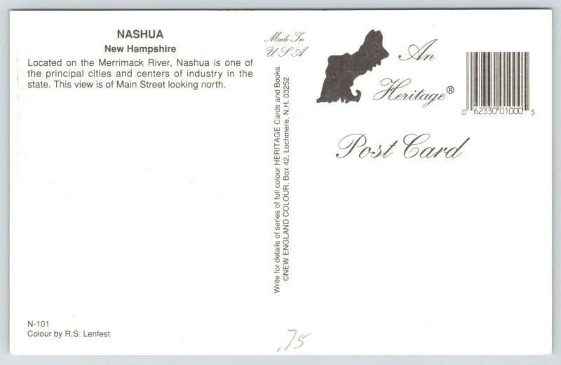 Nashua New Hampshire~Main Street~IOOF Odd Fellows Building~1980s Postcard