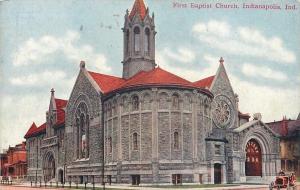 IndianapolisFirst Baptist ChurchVintage Car1910 Postcard