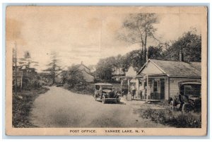 1923 Post Office Cars Scene Street Yankee Lake New York NY Vintage Postcard