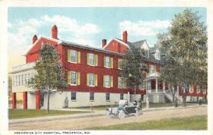 FREDERICK, MD Maryland   FREDERICK CITY HOSPITAL  Car~People  c1920's Postcard