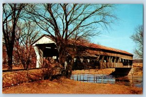 1960 Marysville Ohio Postcard Charming Span Covered Bridges Big Darby Creek
