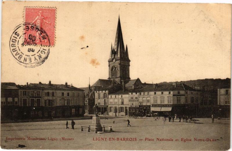 CPA Ligny en Barrois-Place Nationale et Eglise Notre Dame (232399)
