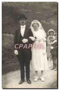 Old Postcard Photo Card Corine Thomas Wedding Joseph Baradat August 1920 Crec...