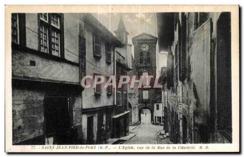 Old Postcard St Jean Pied de Port to The Church Street Citadel