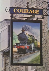 GWR Star 4-6-0 King George Railway Inn Old Train Sign Postcard