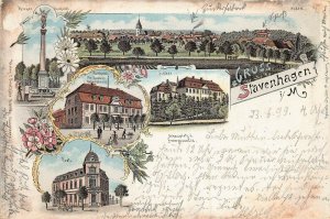 STAVENHAGEN GERMANY~PANORAMA-RATHAUS-SCHLOSS-POST~1899 C BEHOLTZSCHE POSTCARD