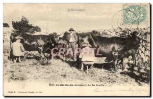 Puy de Dome- L & # 39Auvergne- A Vacherie at milking time - -Carte Old Post