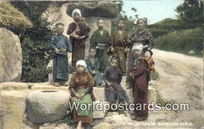 Group of Japanese Boys & Girls Japan 1904 