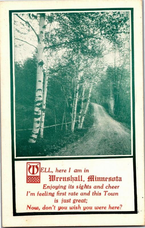 Here I am in Wrenshall Minnesota Birches c1912 Vintage Postcard O18