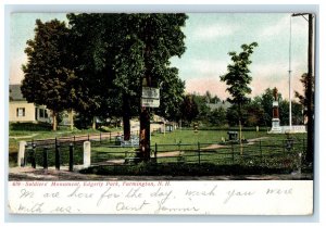 1907 Soldier's Monument Edgerly Park Farmington New Hampshire NH Posted Postcard