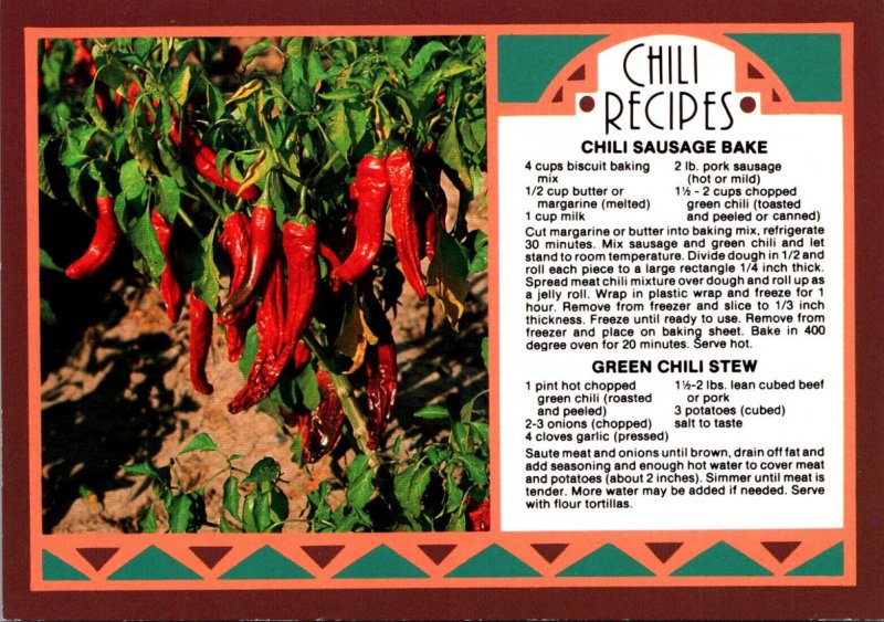 Recipe Card Chili Sausage Bake & Green Chili Stew