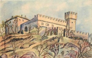 Postcard Switzerland 1950s Bellinzona Castle Red 20 cents stamp 23-10327