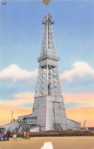 Oil Well Rig Williston Basin Western North Dakota linen postcard