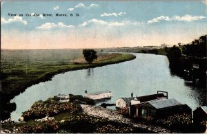 View Overlooking the Jim River, Huron SD Vintage Postcard M43
