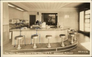 Jennings FL State Line Grill Lunch Counter CLINE Real Photo Postcard