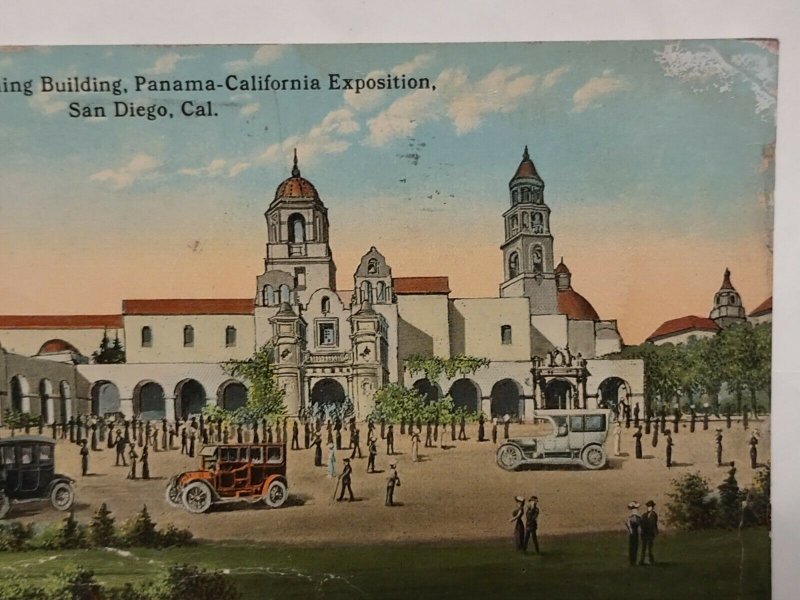 Postcard Mining Building Panama Calif Expo San Diego 1913 Old Cars LA NY 1037