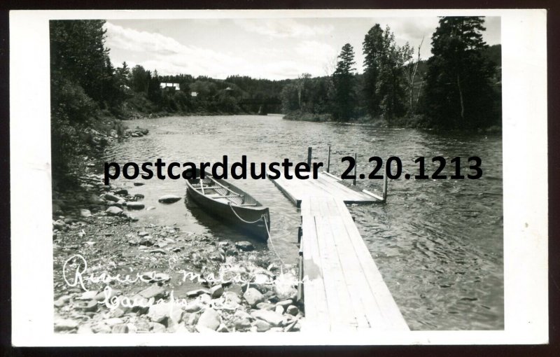 h2888- CAUSAPSCAL Quebec 1950s Riviere Matapedia. Canoe. Real Photo PostOld Cars