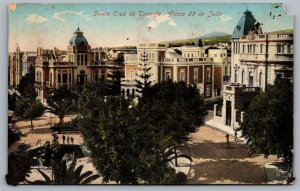 Postcard c1910s Spain Canary Islands Santa Cruz de Tenerife Plaza 25 de Julio