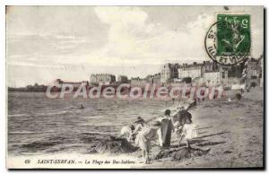 Old Postcard Saint Servan La Plage Des Bas Sablons