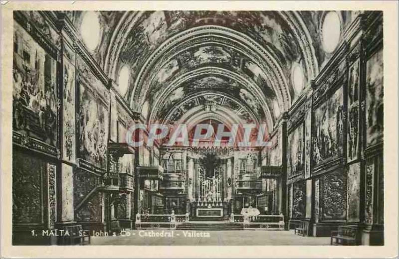  Vintage Postcard Malted St John Co Cathedral Valletta