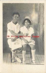 Black Americana, RPPC, Studio Shot, Two Children Sitting in Chairs, Photo