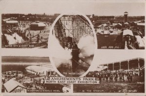 Newcastle 1920s Amusements Park Fairground Park Theme Rides RPC Old Postcard