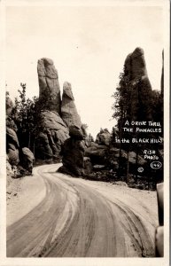 Black Hills South Dakota A Drive thru Pinnacles RPPC Postcard Z27