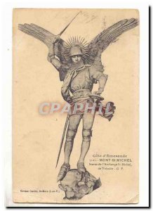 Mont Saint Michel Old Postcard statue of St Michael & # 39archange of Fremiet